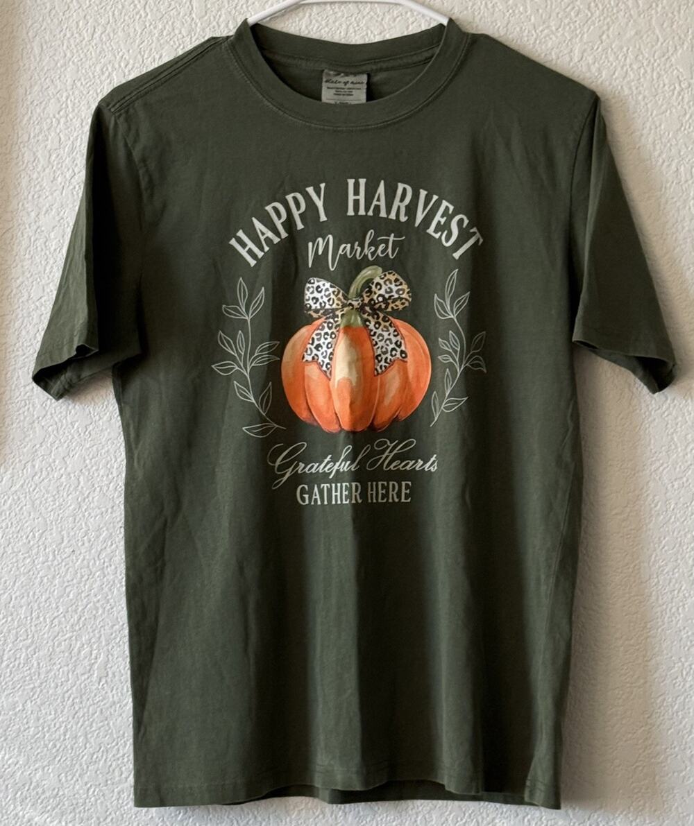 NWT State of Mine Happy Harvest Market Green T Shirt Size xs